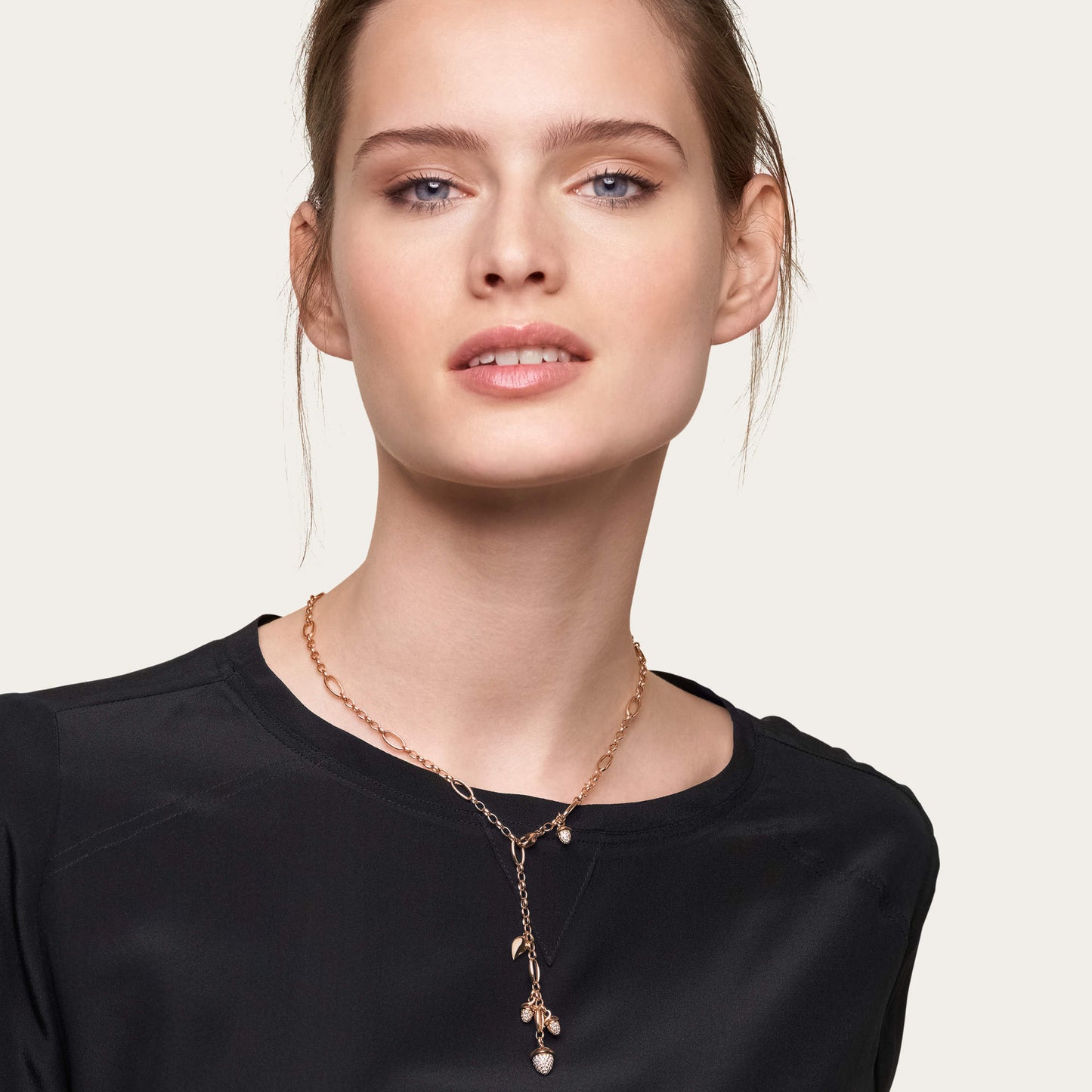 Tamara Comolli MIKADO Halskette mit Diamant-Pavé (N-M-Del51-p-rg) aus Roségold mit Diamant