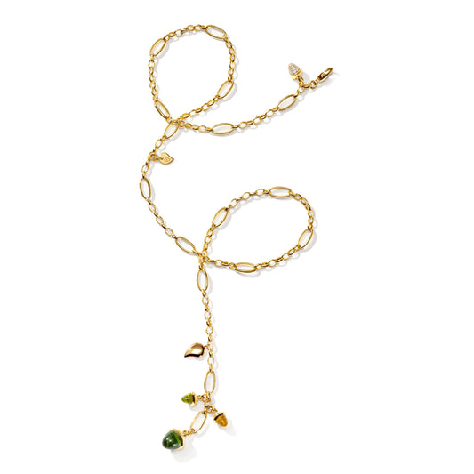Tamara Comolli MIKADO Halskette 'Rainforest' mit Diamant-Pavé (N-M-Del51-RF-p-yg) aus Gelbgold mit Diamant, Peridot und Turmalin