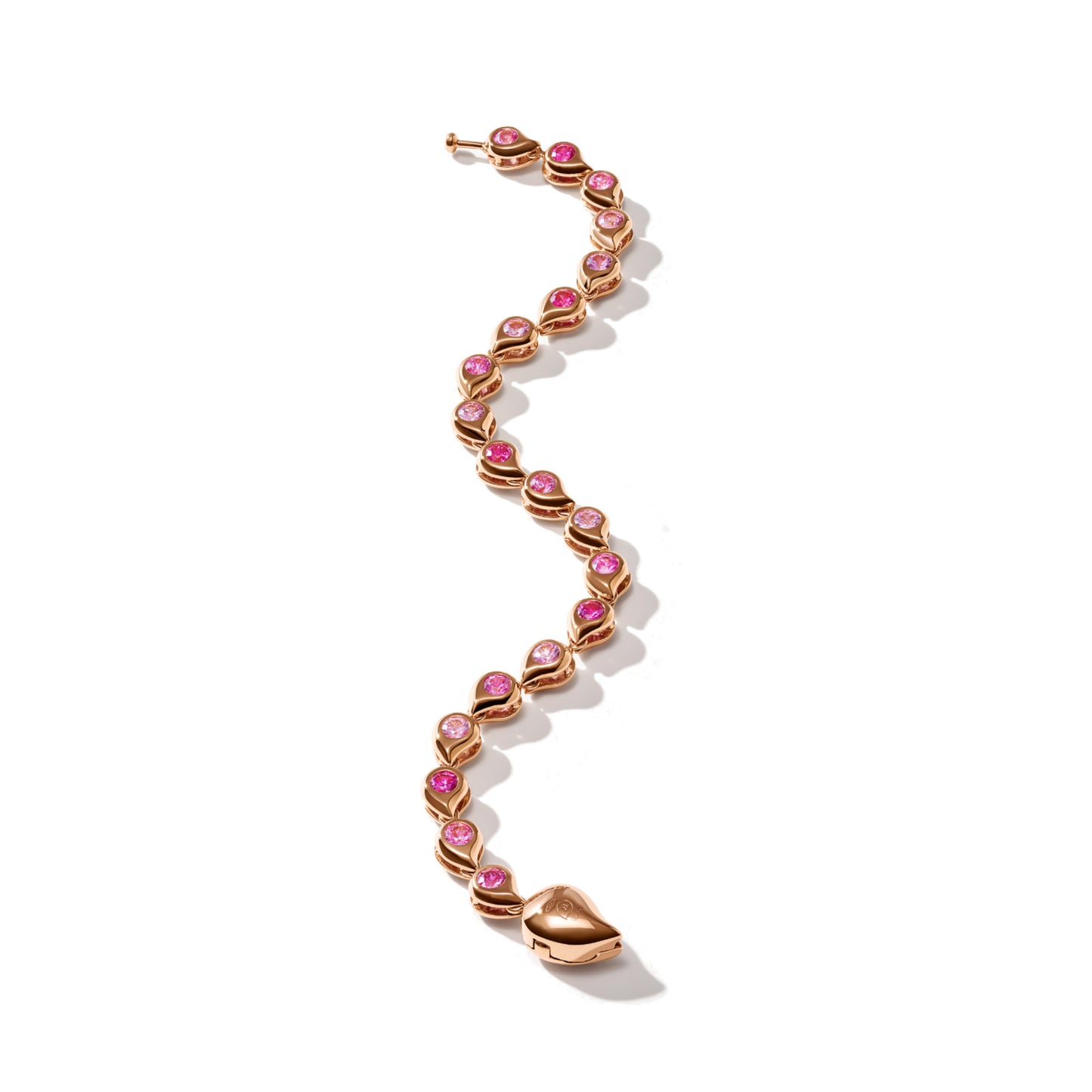 Tamara Comolli SNOWFLAKES Rivière Armband 'Blush' (B-SF-Riv-Cl-Blu-rg) aus Roségold mit Diamant und Saphir