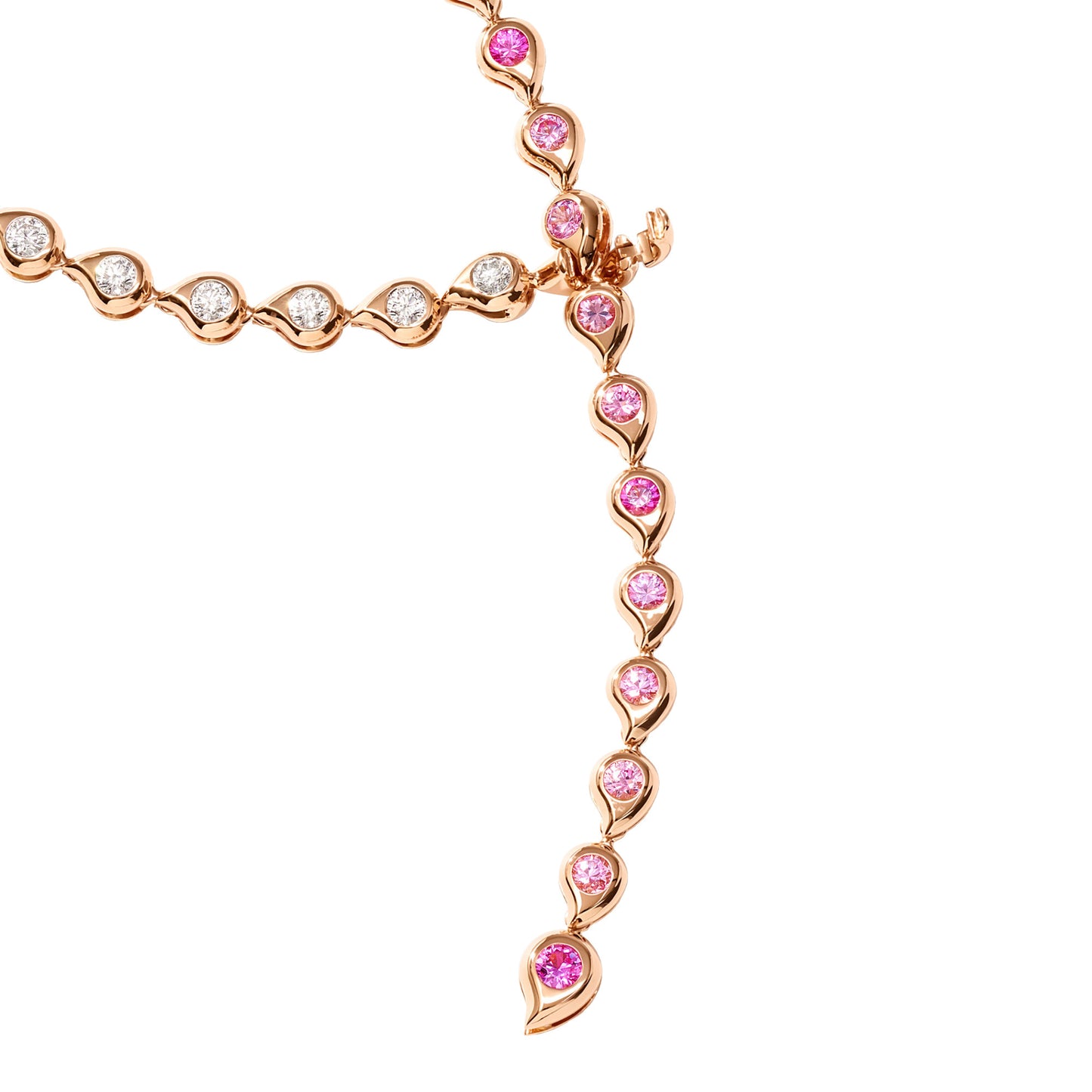 Tamara Comolli SNOWFLAKES Rivière Collier 'Classic/Blush' (C-SF-Riv-Cl-Blu-rg) aus Roségold mit Diamant und Saphir