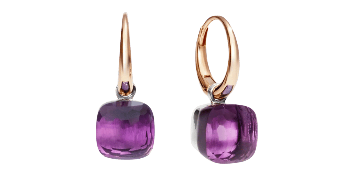 Amethyst Ohrringe mit violetten Edelsteinen als feine Hänger