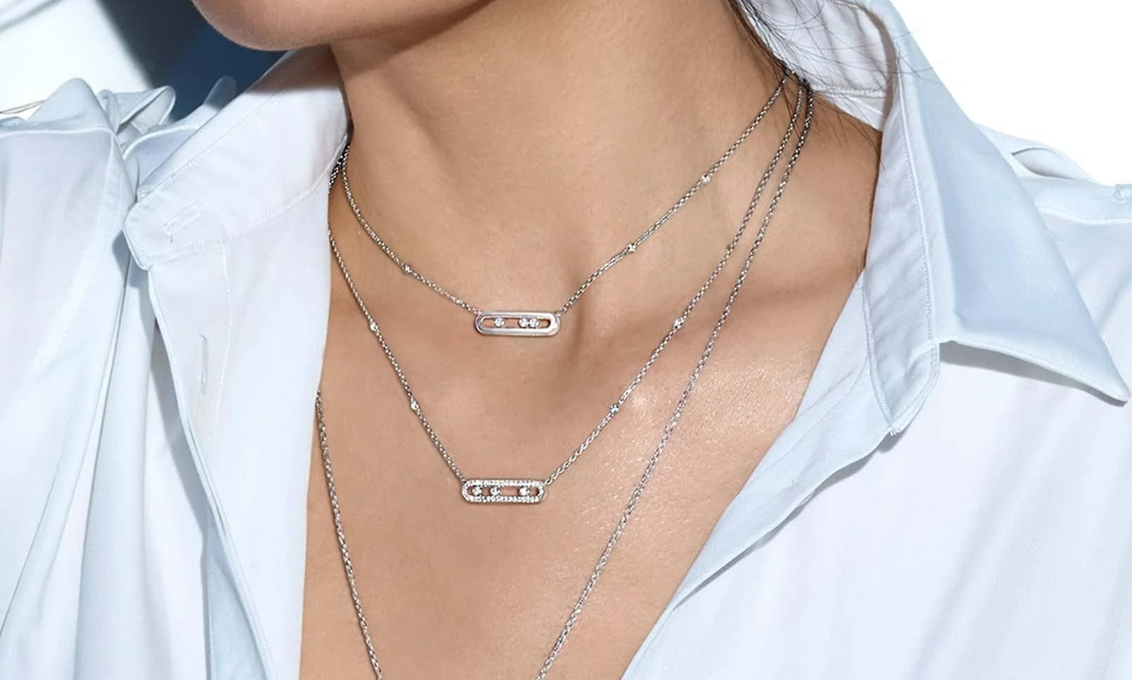 Diamantkette mit fein gefassten Brillanten in Weißgoldfassung