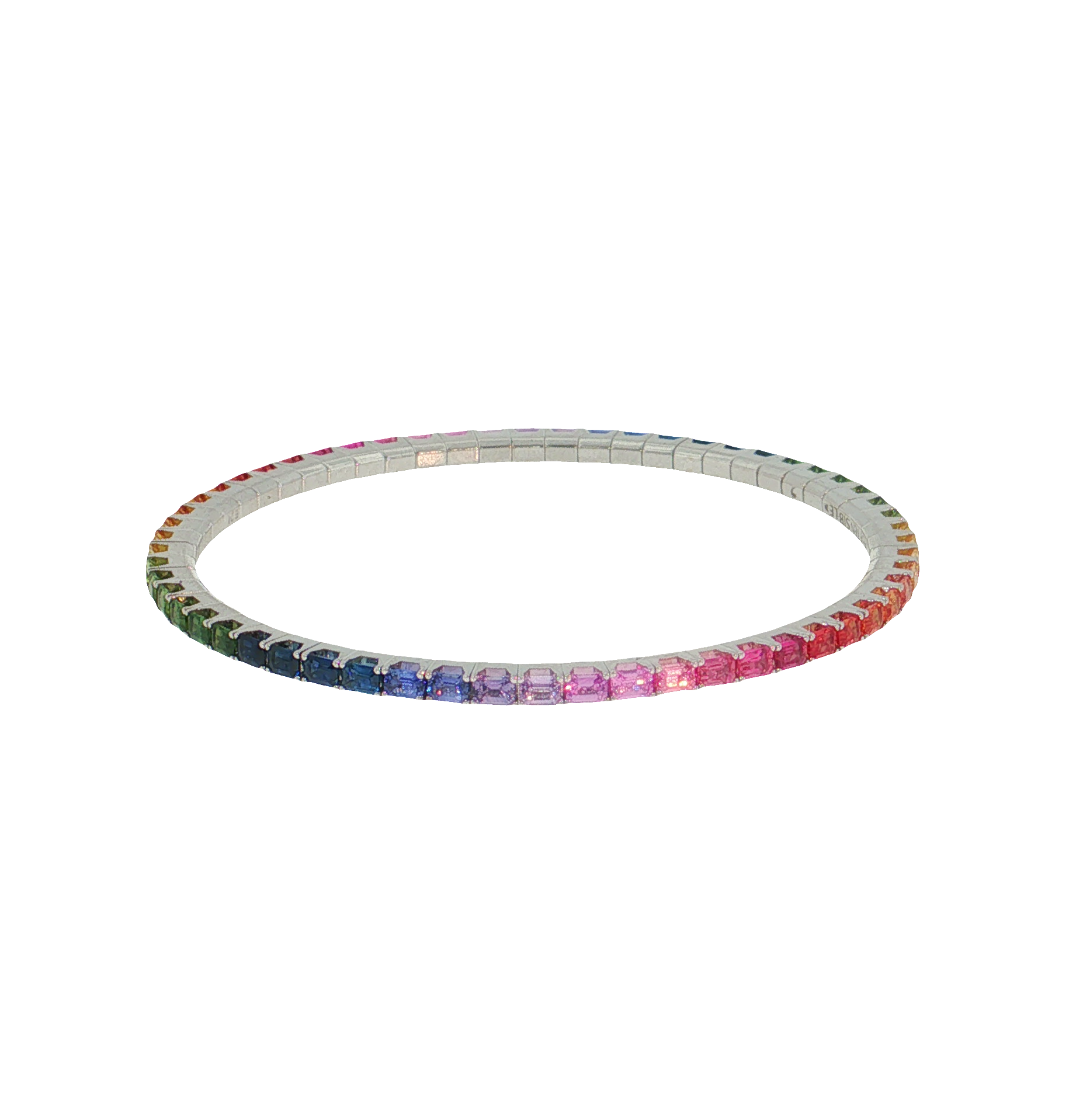 Elegantes Tennisarmband aus 750er Weißgold mit 58 facettierten Saphiren
