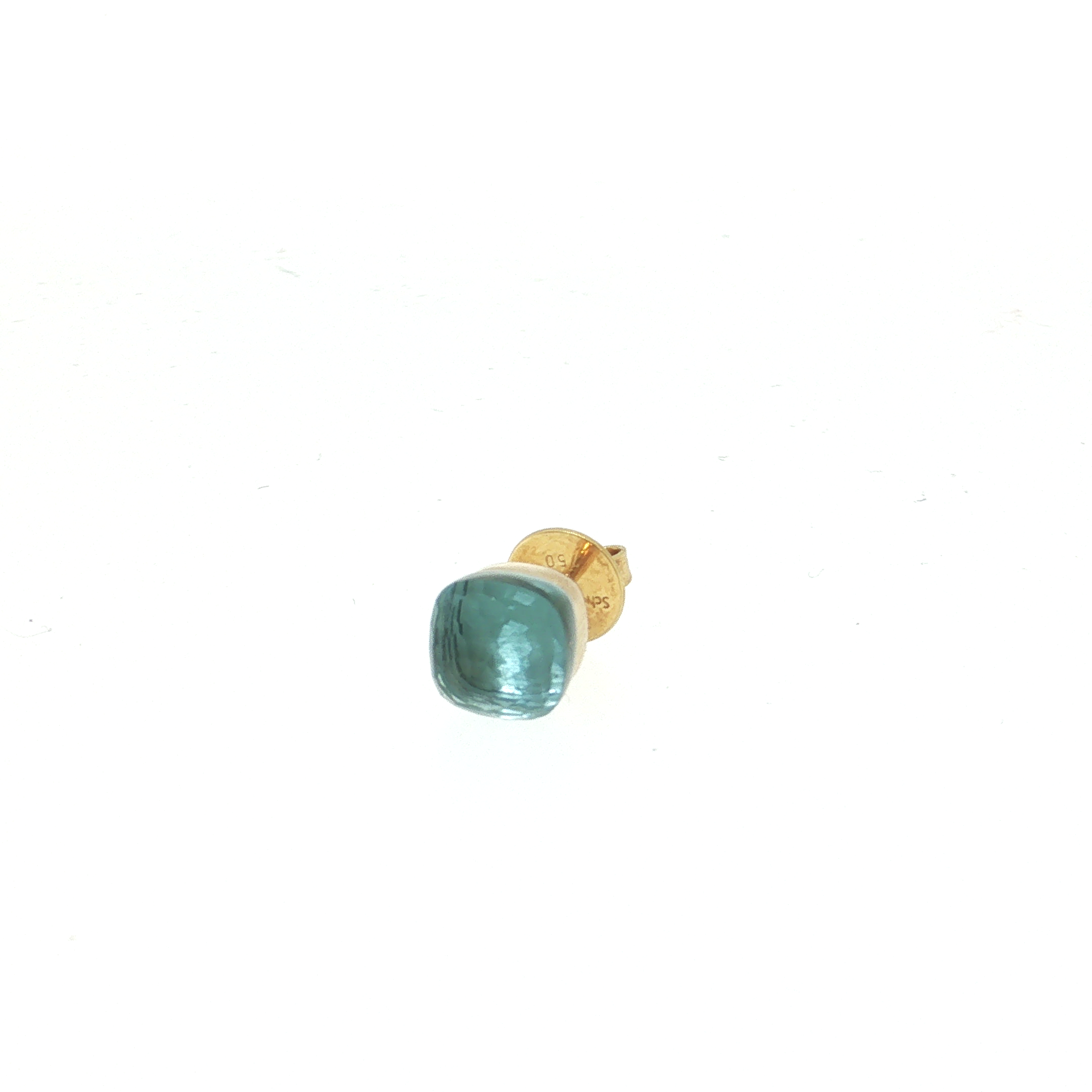 Blautopas Cabochon Ohrstecker aus Gelbgold