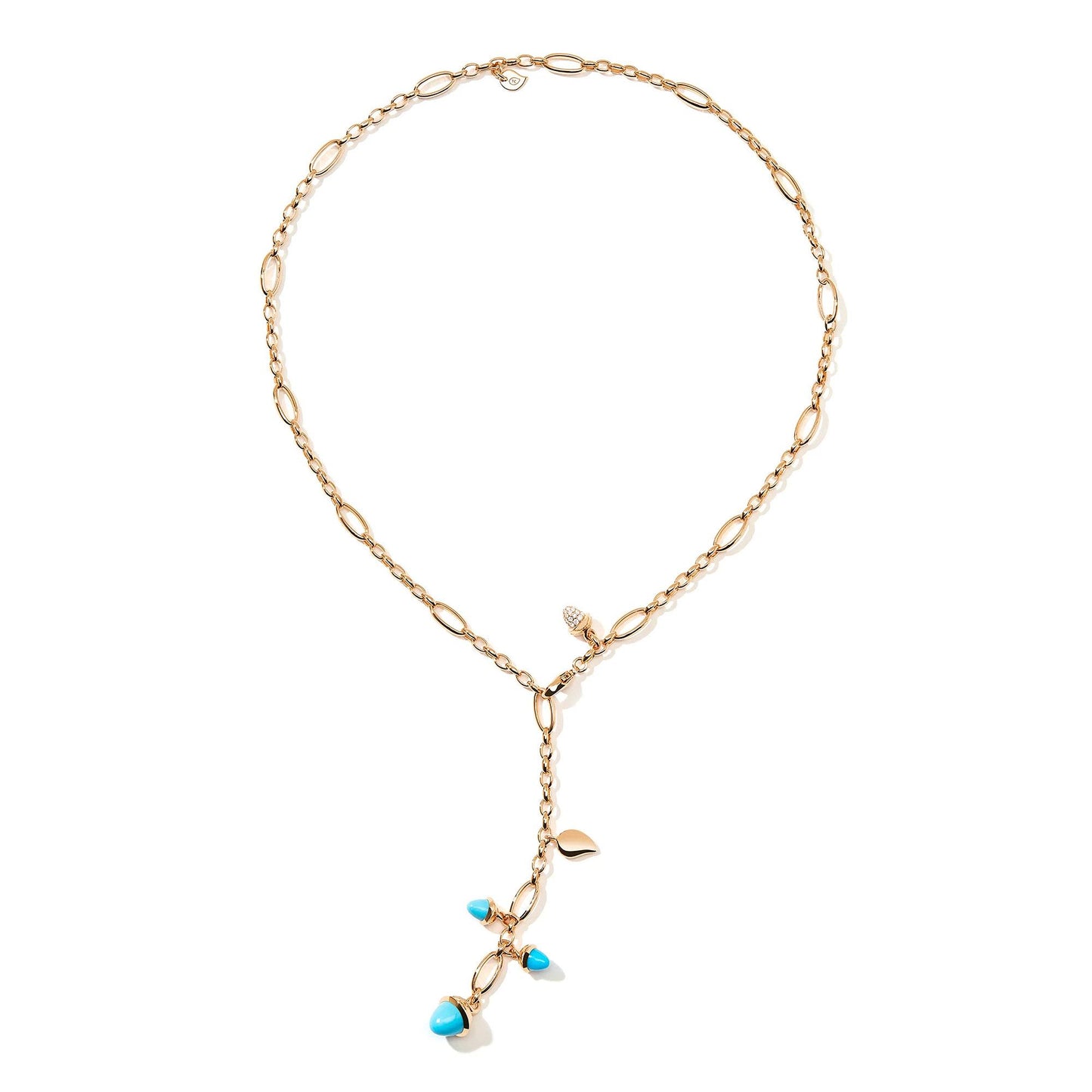 MIKADO Collier Delicate Türkis mit Diamond Pavé, Roségold • Diamant • Türkis von Tamara Comolli (N-M-Del51-Tur-p-rg)