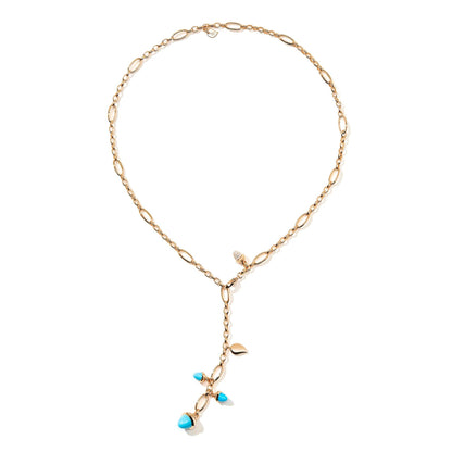 MIKADO Collier Delicate Türkis mit Diamond Pavé, Roségold • Diamant • Türkis von Tamara Comolli (N-M-Del51-Tur-p-rg)