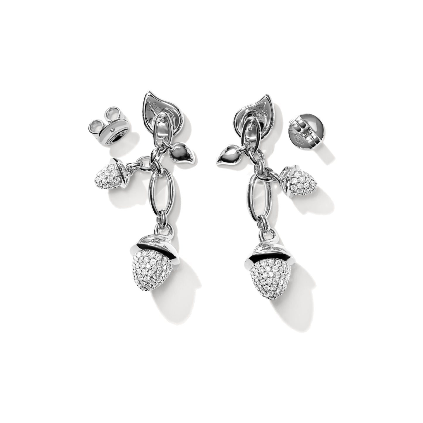 MIKADO Dangling 2 Acorns Ohrringe mit Diamant Pavé, Weißgold • Diamant von Tamara Comolli (E-M-d-2-p-wg)
