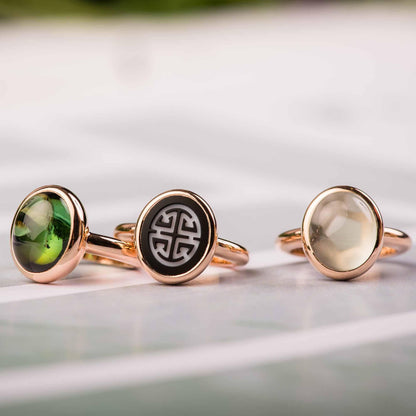 Sushi Ring, Roségold • Achat • Quarz von Bron (8RR4892ZA4)