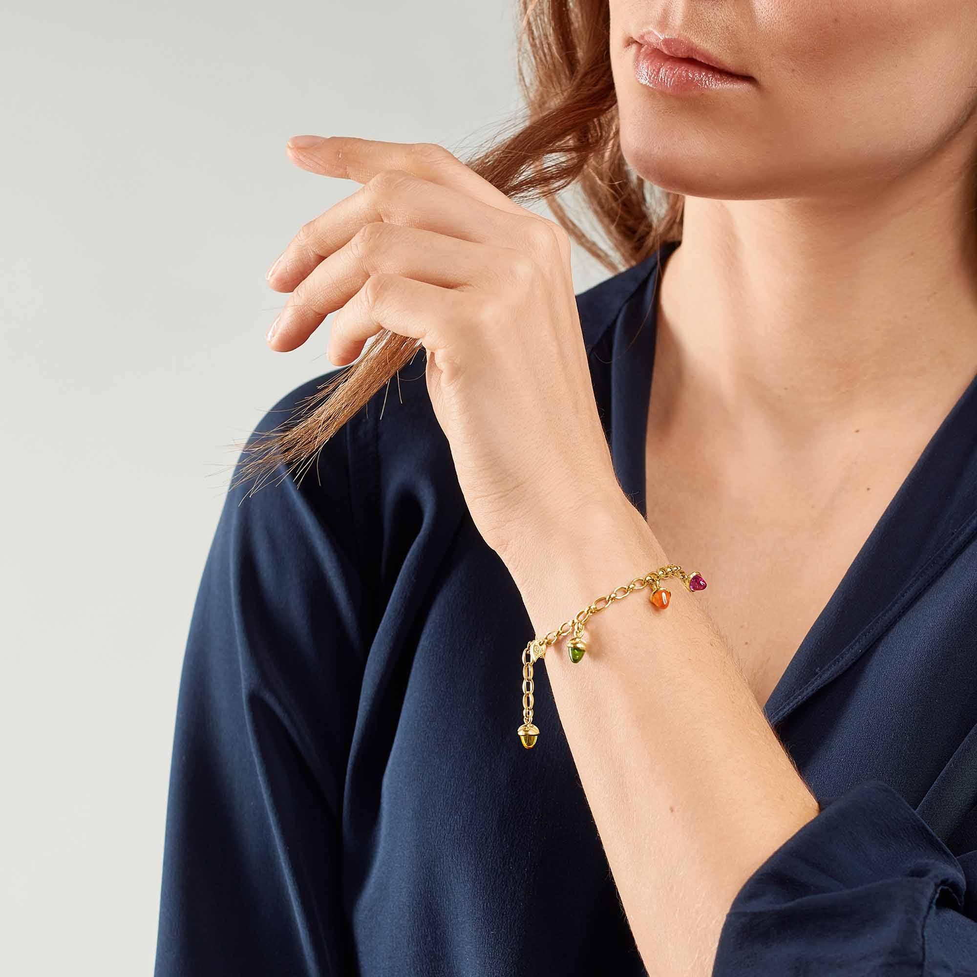 MIKADO Charm Candy Armband, Gelbgold • Citrin • Granat • Peridot • Topas • Turmalin von Tamara Comolli (B-MC-ch-can-yg)