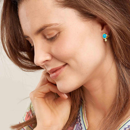 BOUTON Ohrstecker, Gelbgold • Diamant • Türkis von Tamara Comolli (E-BOU-Tur-Cl-yg)
