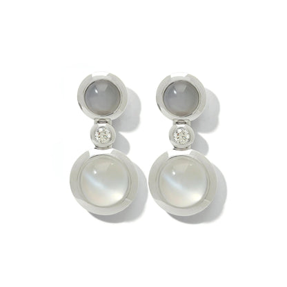 BOUTON 2 Cabochon Ohrhänger Cashmere, Weißgold - 30 mm von Tamara Comolli (E-BOU-2-Cas-Cl-wg) online kaufen