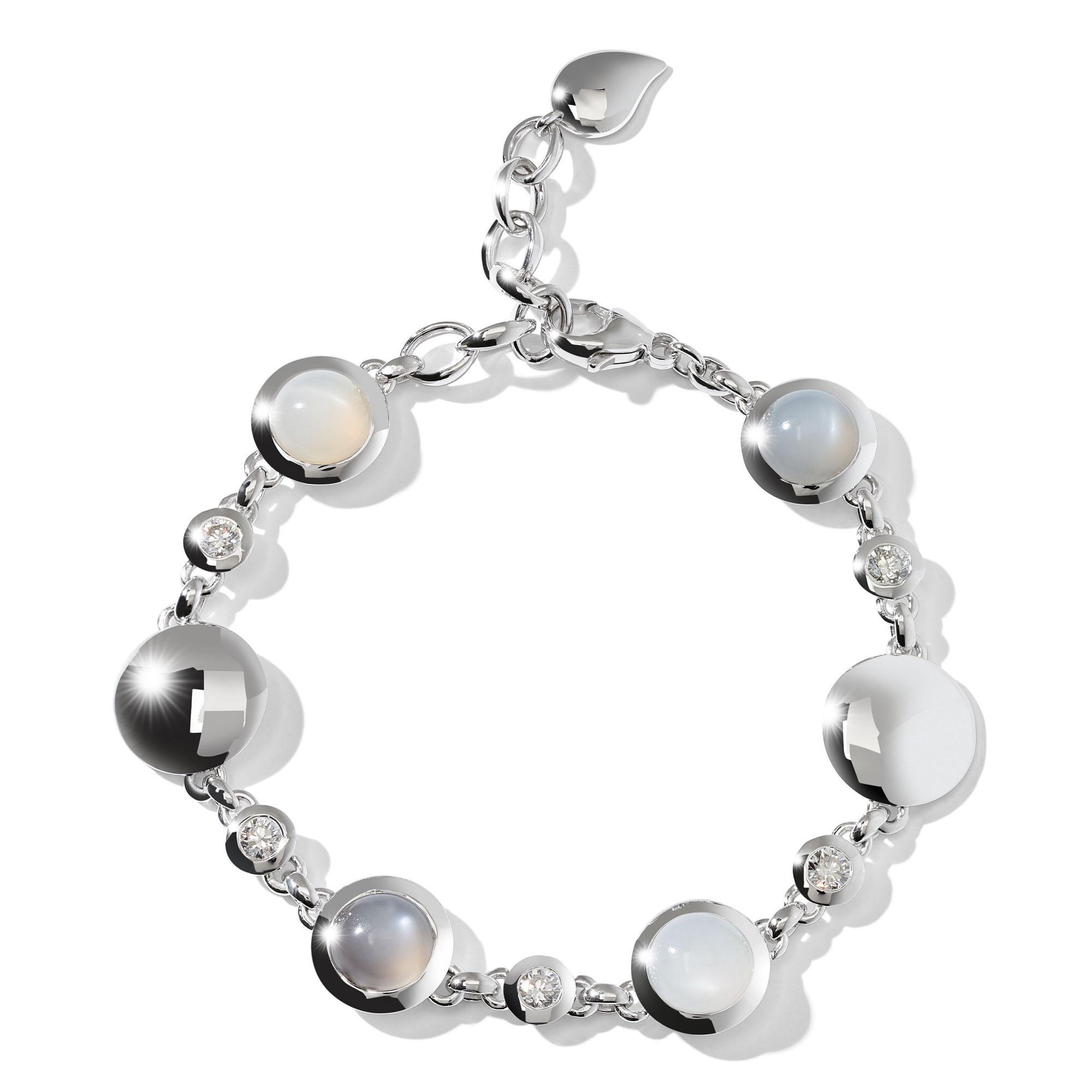 BOUTON Armband Cashmere, Weißgold • Diamant • Mondstein von Tamara Comolli (B-BOU-Cas-Cl-wg)