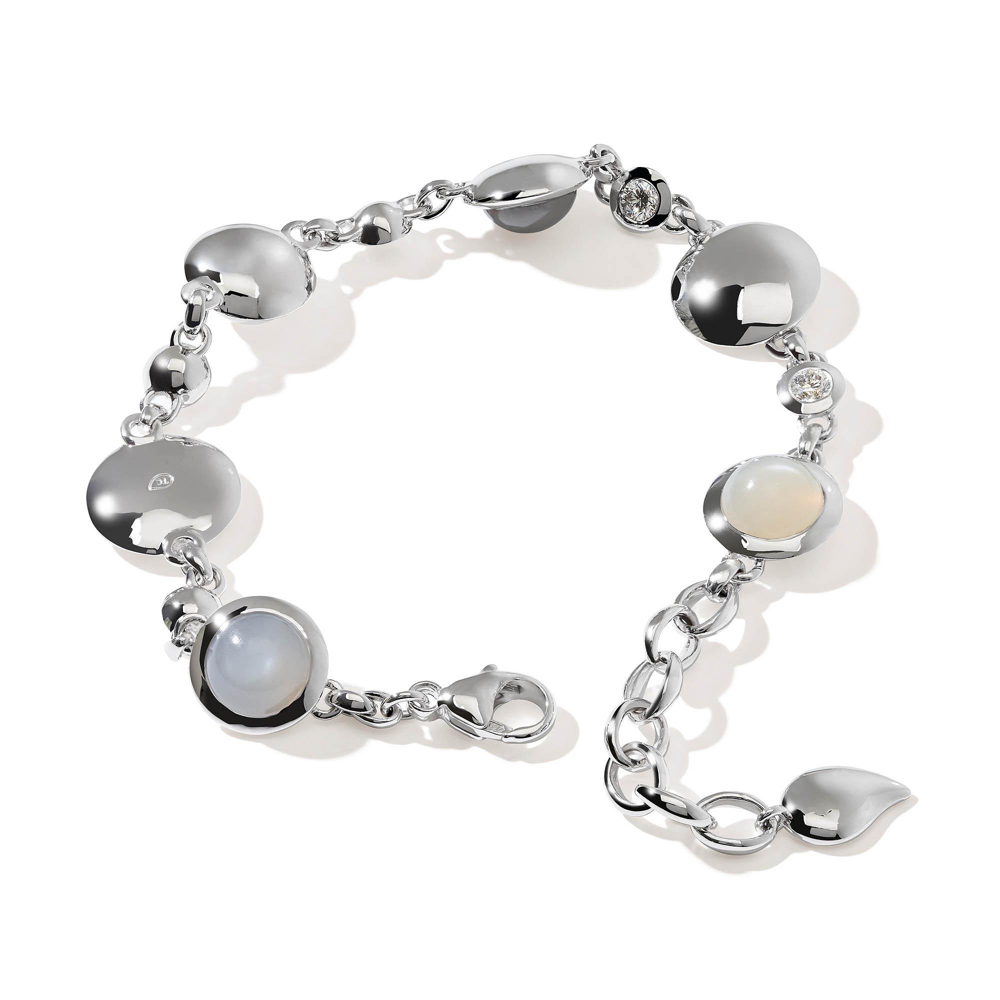 BOUTON Armband Cashmere, Weißgold • Diamant • Mondstein von Tamara Comolli (B-BOU-Cas-Cl-wg)
