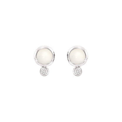BOUTON Ohrstecker, Weißgold • Diamant • Mondstein von Tamara Comolli (E-BOU-MoSa-Cl-wg)