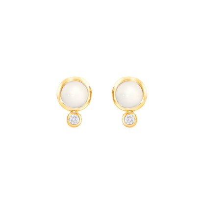 BOUTON Ohrstecker, Gelbgold • Diamant • Mondstein von Tamara Comolli (E-BOU-MoSa-Cl-yg)