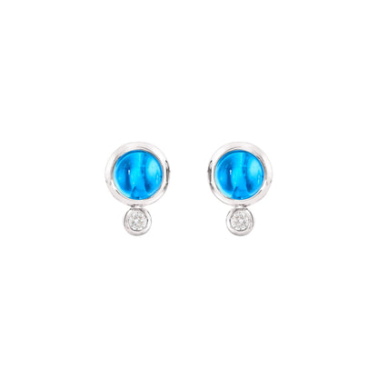 BOUTON Ohrstecker, Weißgold • Diamant • Topas von Tamara Comolli (E-BOU-ToSw-Cl-wg)
