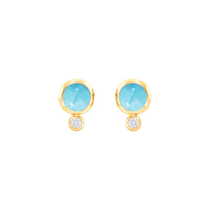 BOUTON Ohrstecker, Gelbgold • Diamant • Türkis von Tamara Comolli (E-BOU-Tur-Cl-yg)