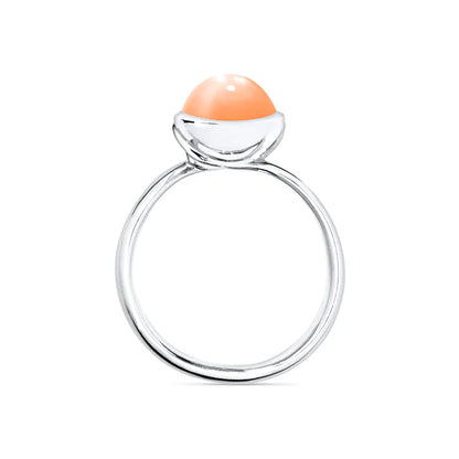 BOUTON Ring small oranger Mondstein, Weißgold • Mondstein von Tamara Comolli (R-BOU-s-MoOr-wg)