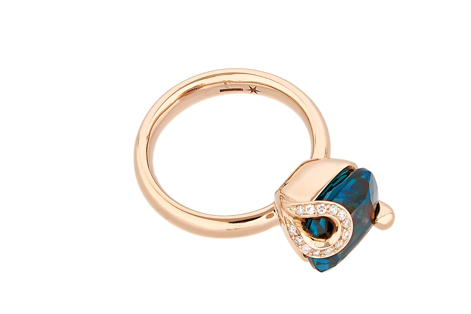 Centoundici Grand Ring, Rosegold mit London Blue Topaz von Grimaldo Firenze online kaufen (Ref. 11-RG03TL-PW-01)