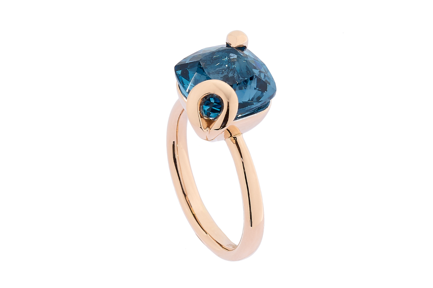 Centoundici Signature Ring, Roségold mit London Blue Topaz von Grimaldo Firenze online kaufen (Ref. 11-RG02TL-01)