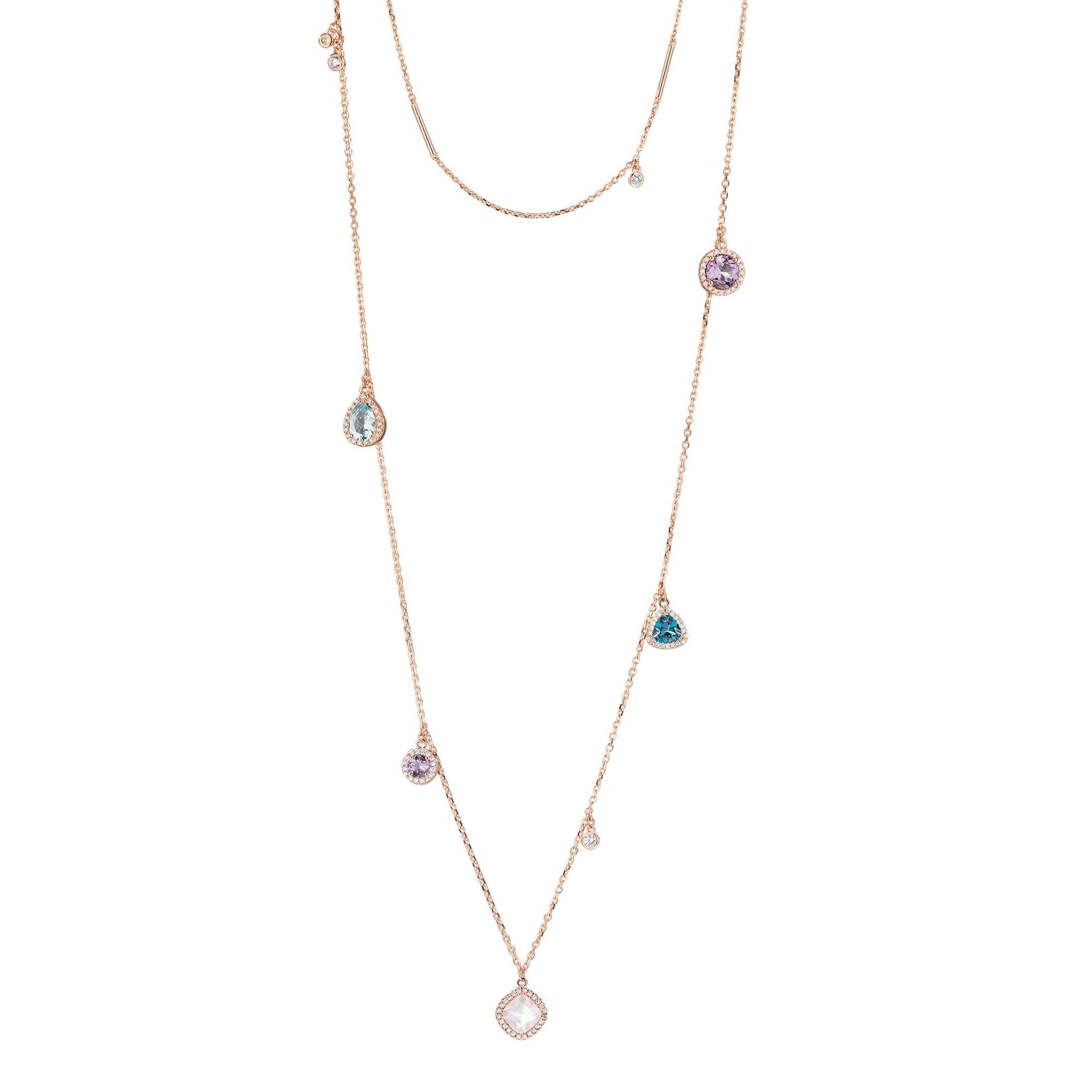 Collier Espressivo Highlight, Roségold • Amethyst • Diamant • Rosenquarz • Topas von Capolavoro (CO9ROK00655)