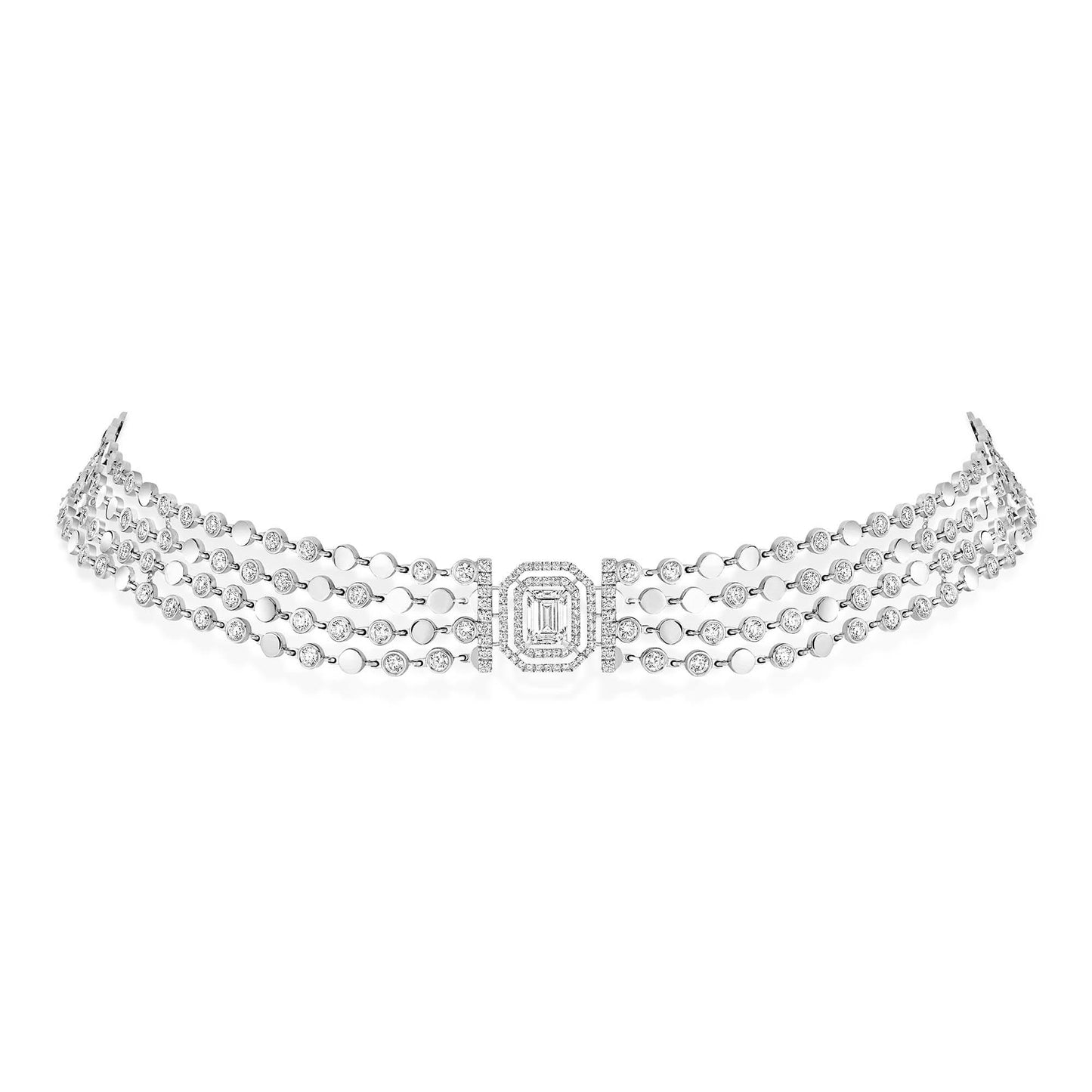 D-Vibes mehrreihiger Choker, Weißgold • Diamant • Smaragd von Messika (12434-WG)