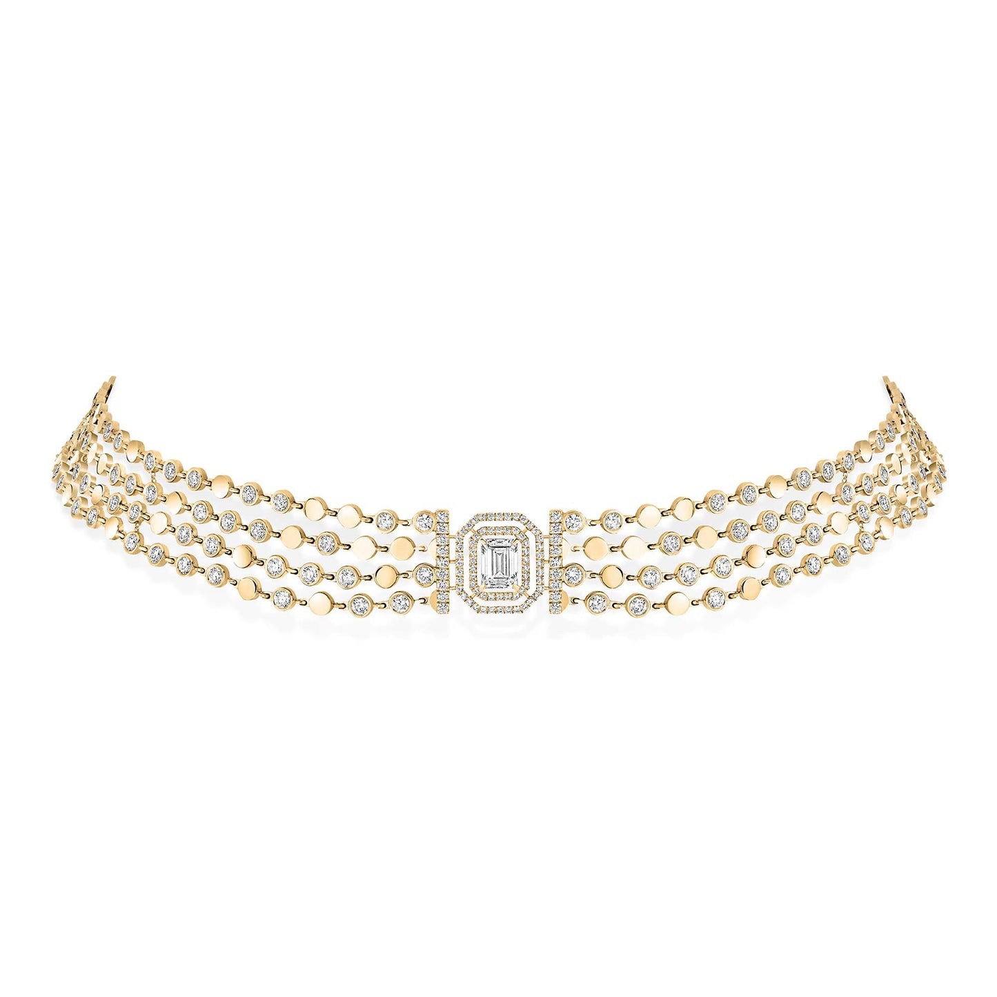 D-Vibes mehrreihiger Choker, Gelbgold • Diamant • Smaragd von Messika (12434-YG)