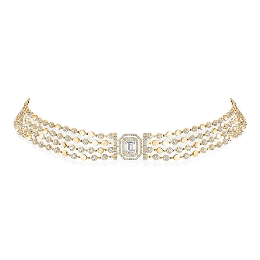 D-Vibes mehrreihiger Choker, Gelbgold • Diamant • Smaragd von Messika (12434-YG)