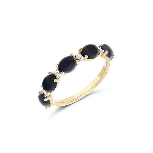 Dancing Mystery Black Ring, Gelbgold • Diamant • Onyx von Nanis (AS29-597)