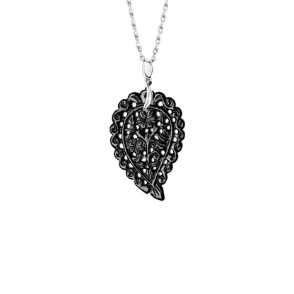 INDIA Leaf Anhänger Medium Onyx Schwarz von Tamara Comolli (P-IND-m-Bla-wg) online kaufen