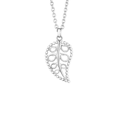 INDIA Leaf Anhänger Small, Weißgold mit Lederband von Tamara Comolli (P-IND-Leaf-s-wg) online kaufen