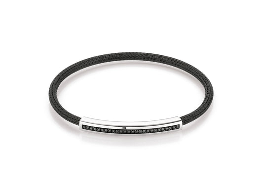Infinity Men Flex-Armband "Brillantband", Armband mit 26 schwarzen Brillanten