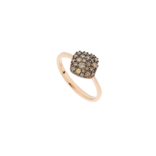 Luce Ring Square Diamant Pavé braun, Roségold mit Braunen Diamanten 0,26ct von Grimaldo Firenze online kaufen (Ref. LU-RG01PB-01)