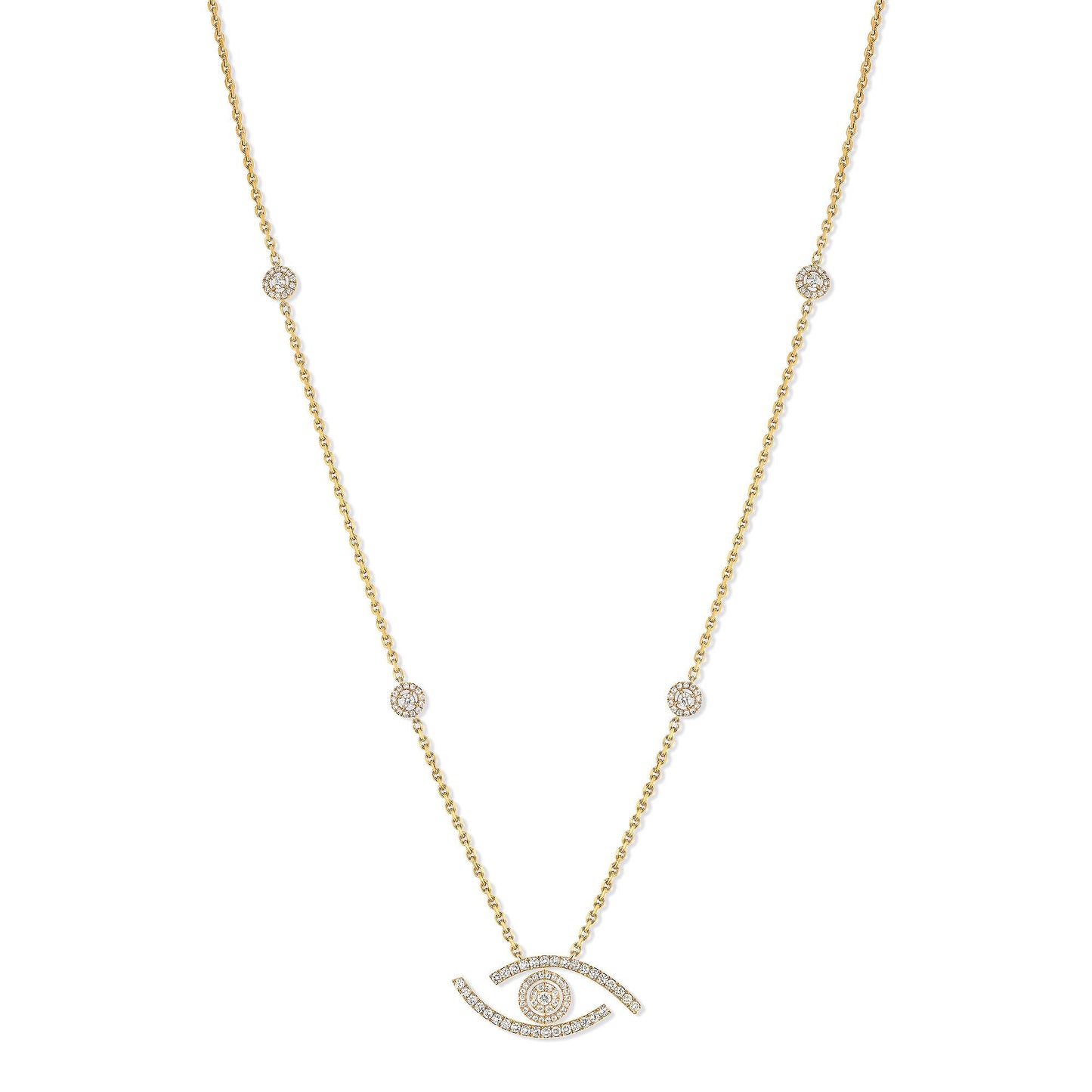 Lange Lucky Eye Halskette, Gelbgold • Diamant von Messika (11570-YG)