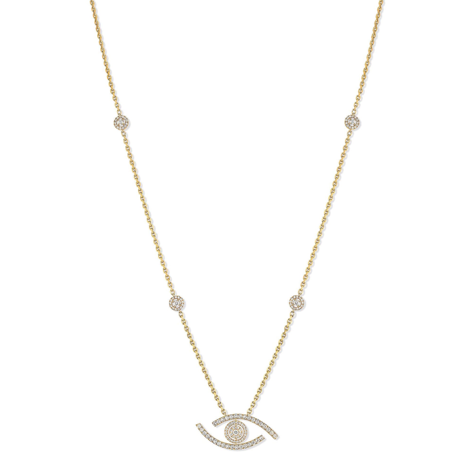 Lange Lucky Eye Halskette, Gelbgold • Diamant von Messika (11570-YG)