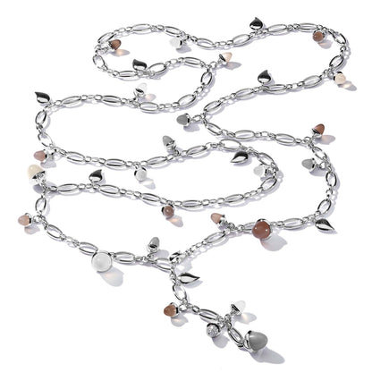 Lange MIKADO Kette Cashmere, Weißgold • Diamant • Mondstein von Tamara Comolli (N-M-100-Cas-p-wg)