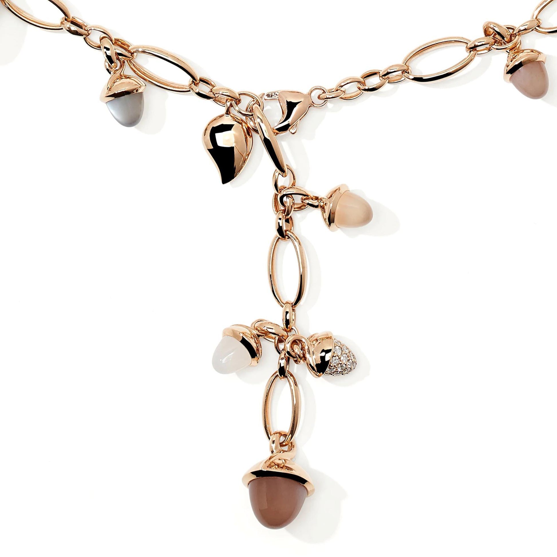 Langes MIKADO Collier Cashmere, Roségold • Diamant • Mondstein von Tamara Comolli (N-M-100-Cas-p-rg)