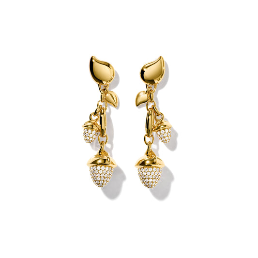 MIKADO Dangling 2 Acorns Ohrringe mit Diamant Pavé, Gelbgold von Tamara Comolli (E-M-d-2-p-yg) online kaufen