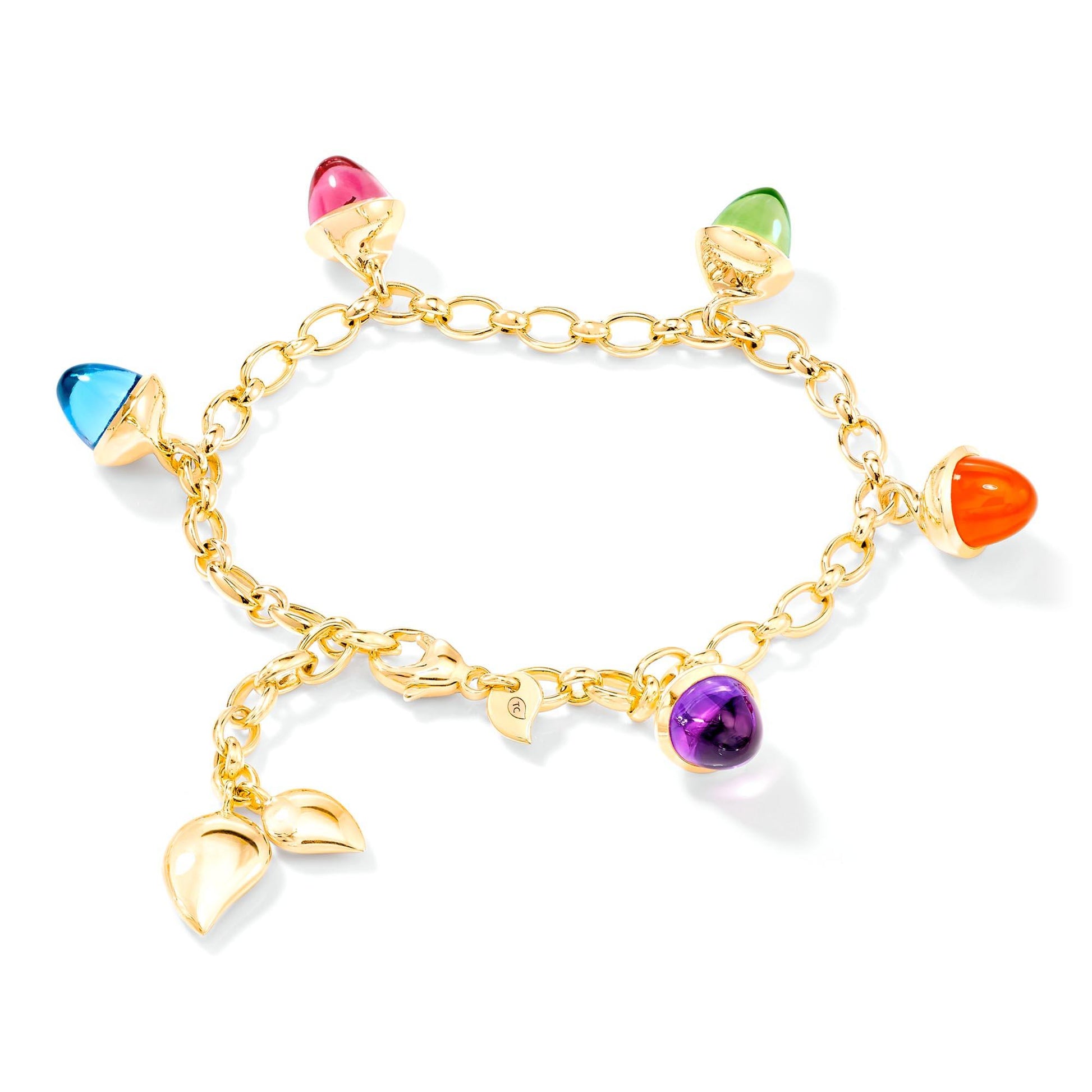 MIKADO Flamenco Charm Armband Candy, Gelbgold • Amethyst • Karneol • Peridot • Topas • Turmalin von Tamara Comolli (B-MFL-Ch-Can-yg)