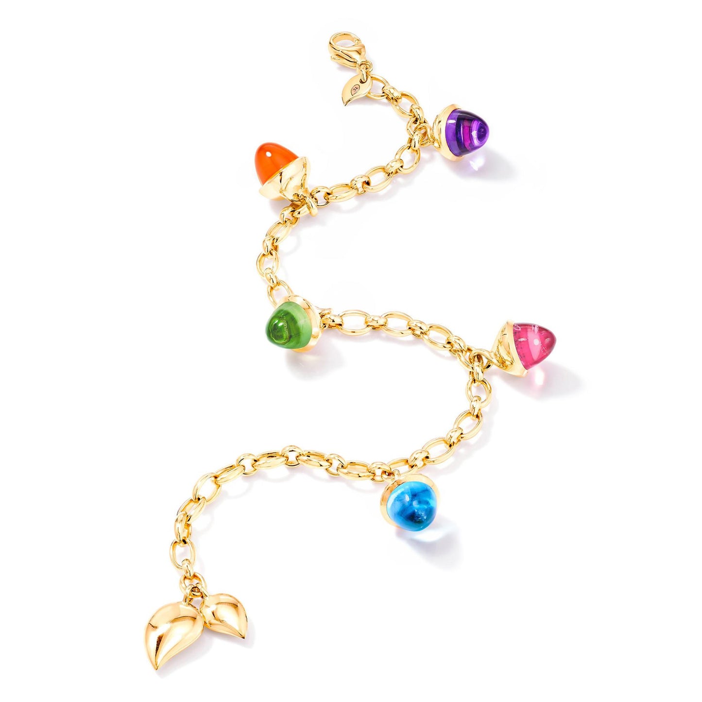 MIKADO Flamenco Charm Armband Candy, Gelbgold • Amethyst • Karneol • Peridot • Topas • Turmalin von Tamara Comolli (B-MFL-Ch-Can-yg)