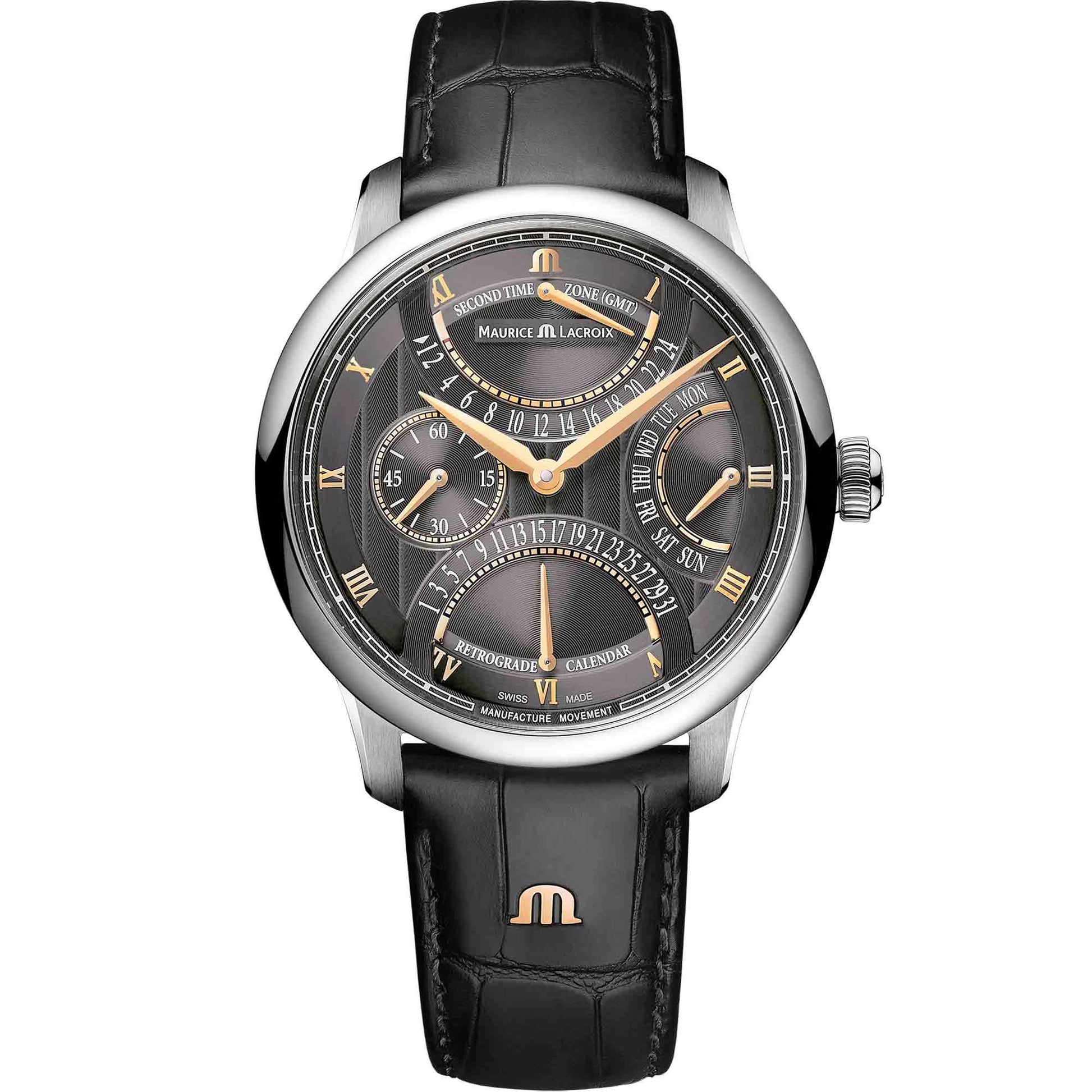 Masterpiece Triple Rétrograde 43 mm, schwarzes Ziffernblatt von Maurice Lacroix (MP6538-SS001-310-1) online kaufen