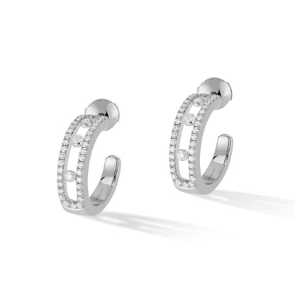Move Classique Pavé Hoop Creolen, Weißgold von Messika (04993-WG) online kaufen