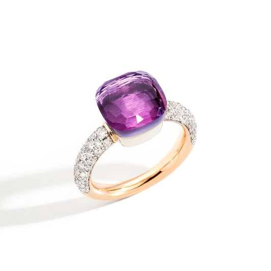 Nudo Ring Classic, Bicolor-Gold • Amethyst • Diamant von Pomellato (PAC0040O6WHRDB0OI)