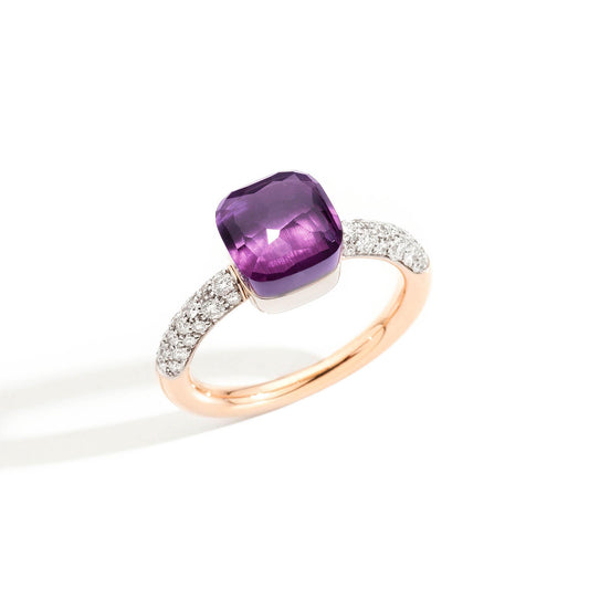 Nudo kleiner Ring, Bicolor-Gold • Amethyst • Diamant von Pomellato (PAB7040O6WHRDB0OI)