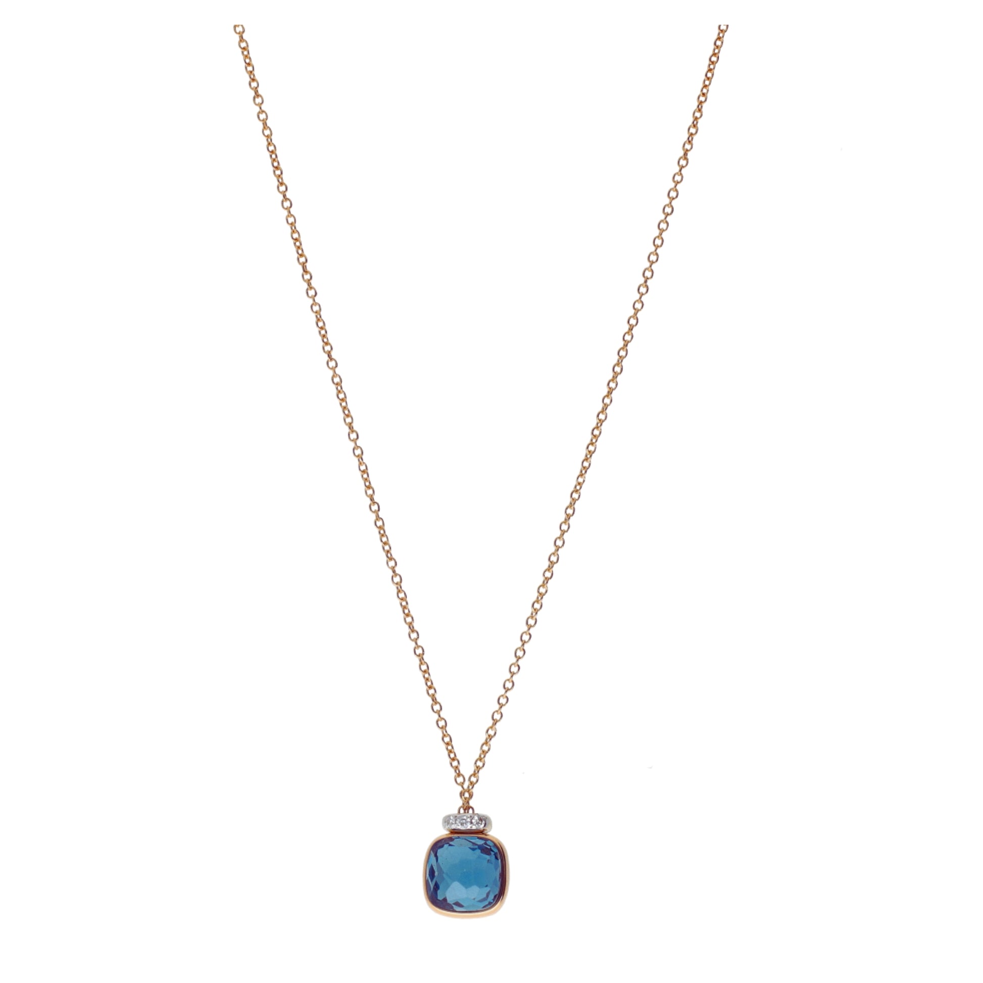 Nudo Mini Collier, Gelbgold • London Blue Topas