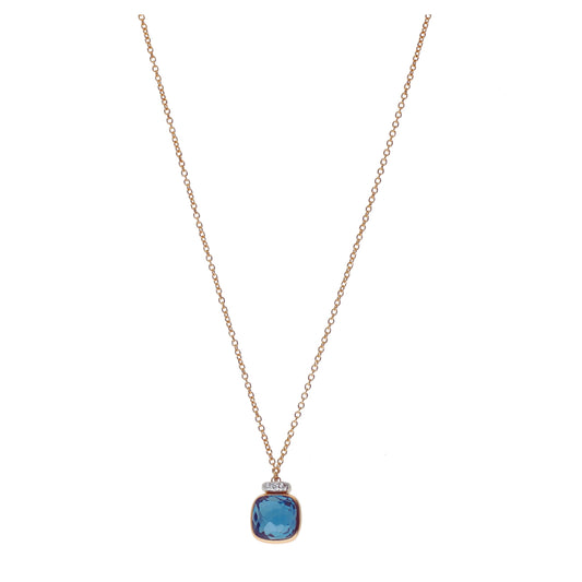 Nudo Mini Collier, Gelbgold • London Blue Topas