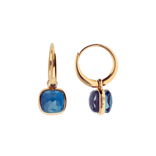 Ohrringe Nudo Mini, Gelbgold • London Blue Topas