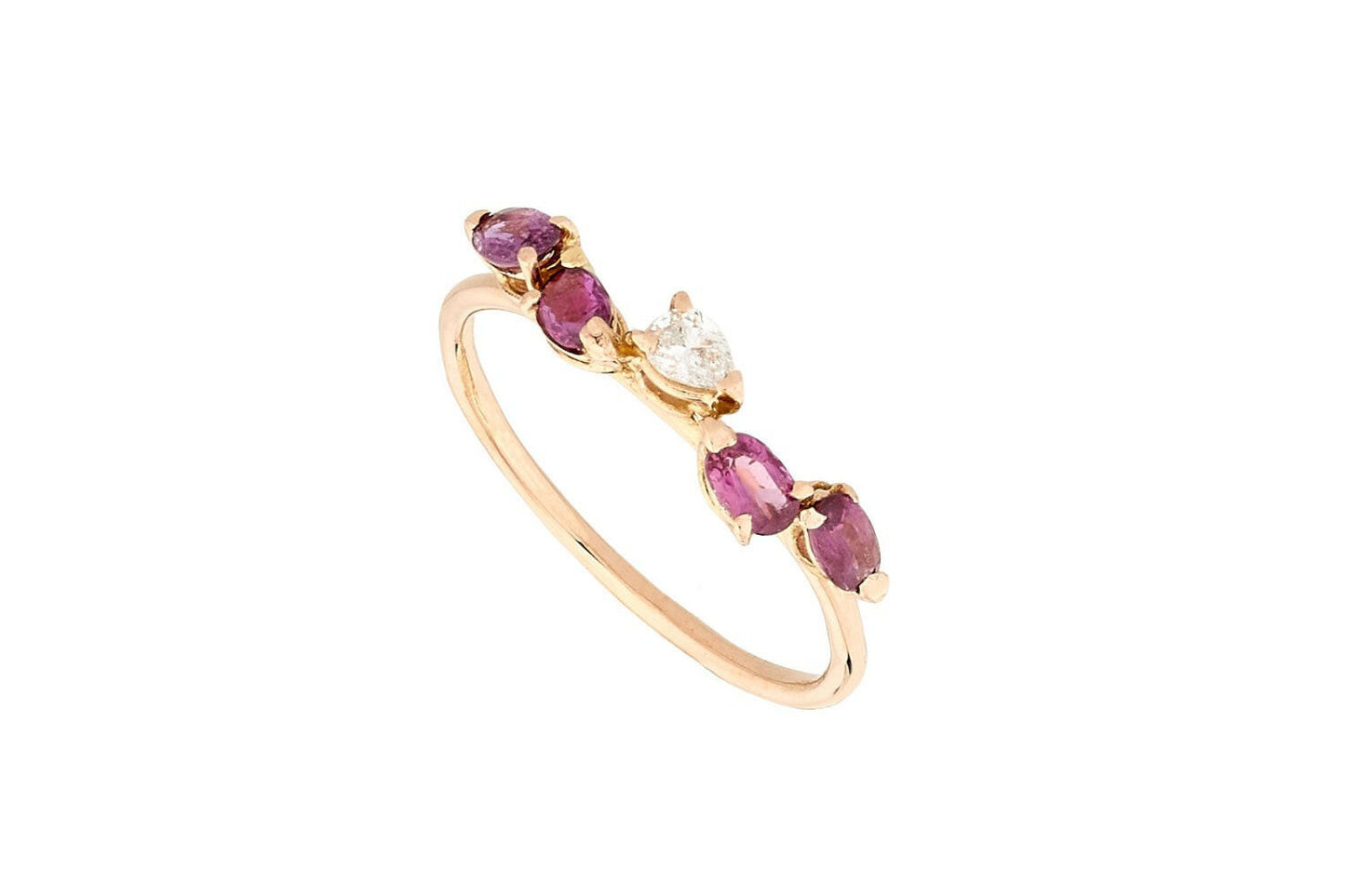 Princess Blossom Ring, Rosegold mit Rubinen und Diamanten