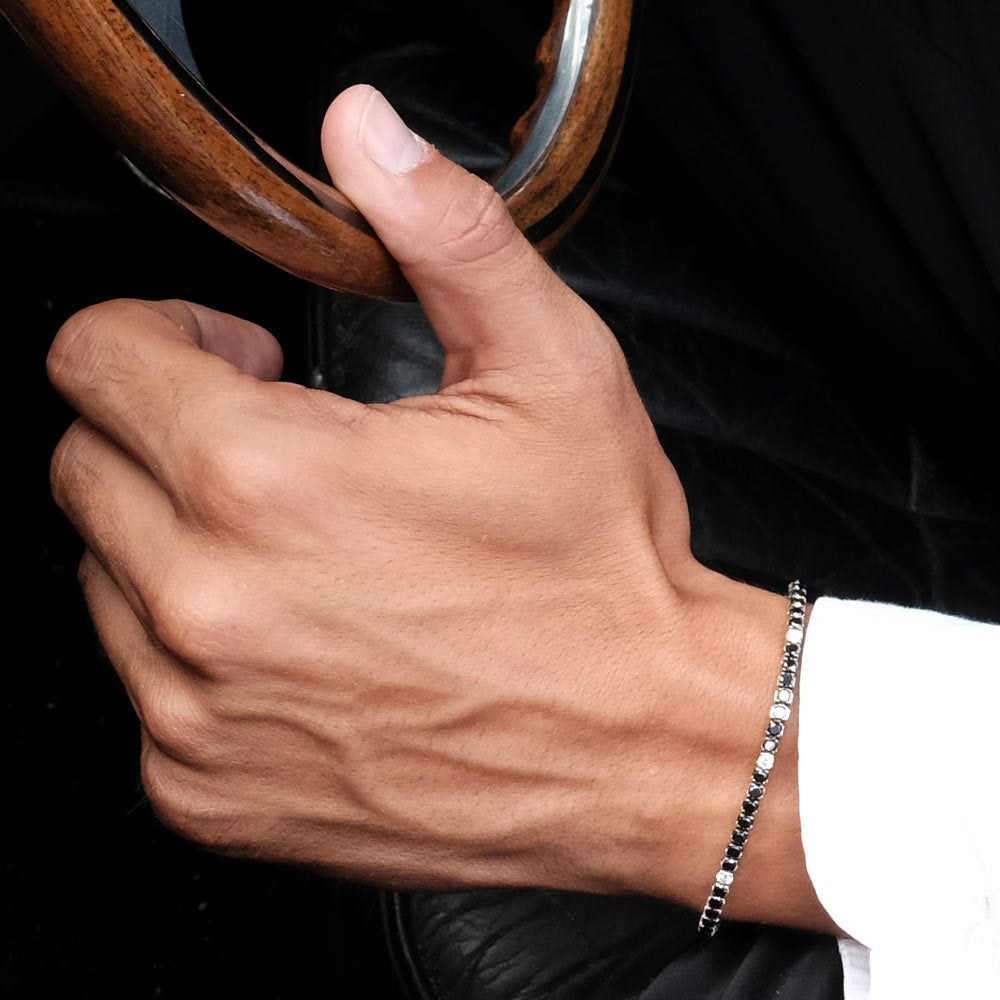 Tennisarmband Elastic, Weißgold