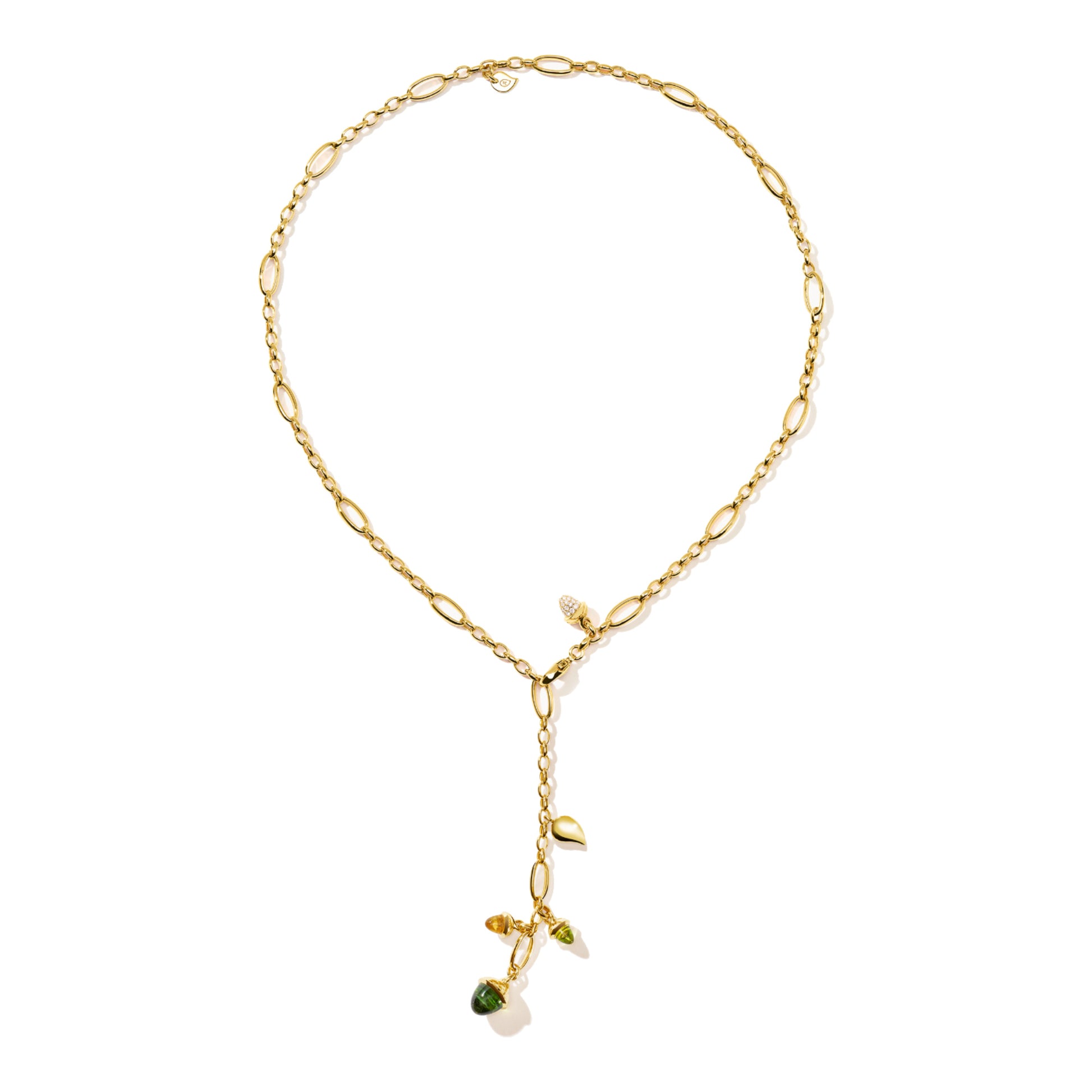 MIKADO Halskette Delicate 'Rainforest', Gelbgold • Diamant • Peridot • Turmalin von Tamara Comolli (N-M-Del51-RF-p-yg)
